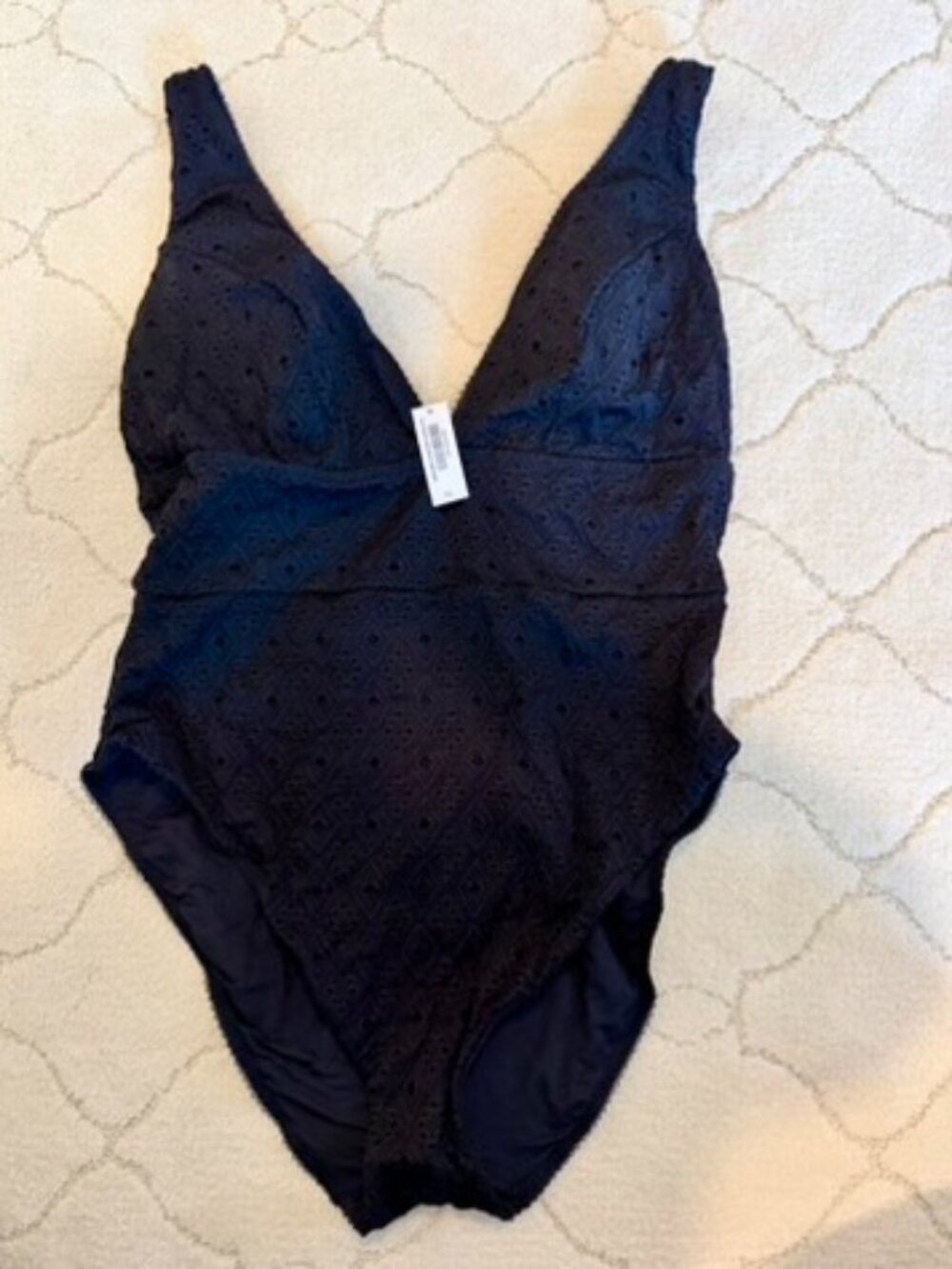 NWT Adore Me Black Eyelet Plunge One Piece Swimsuit XL